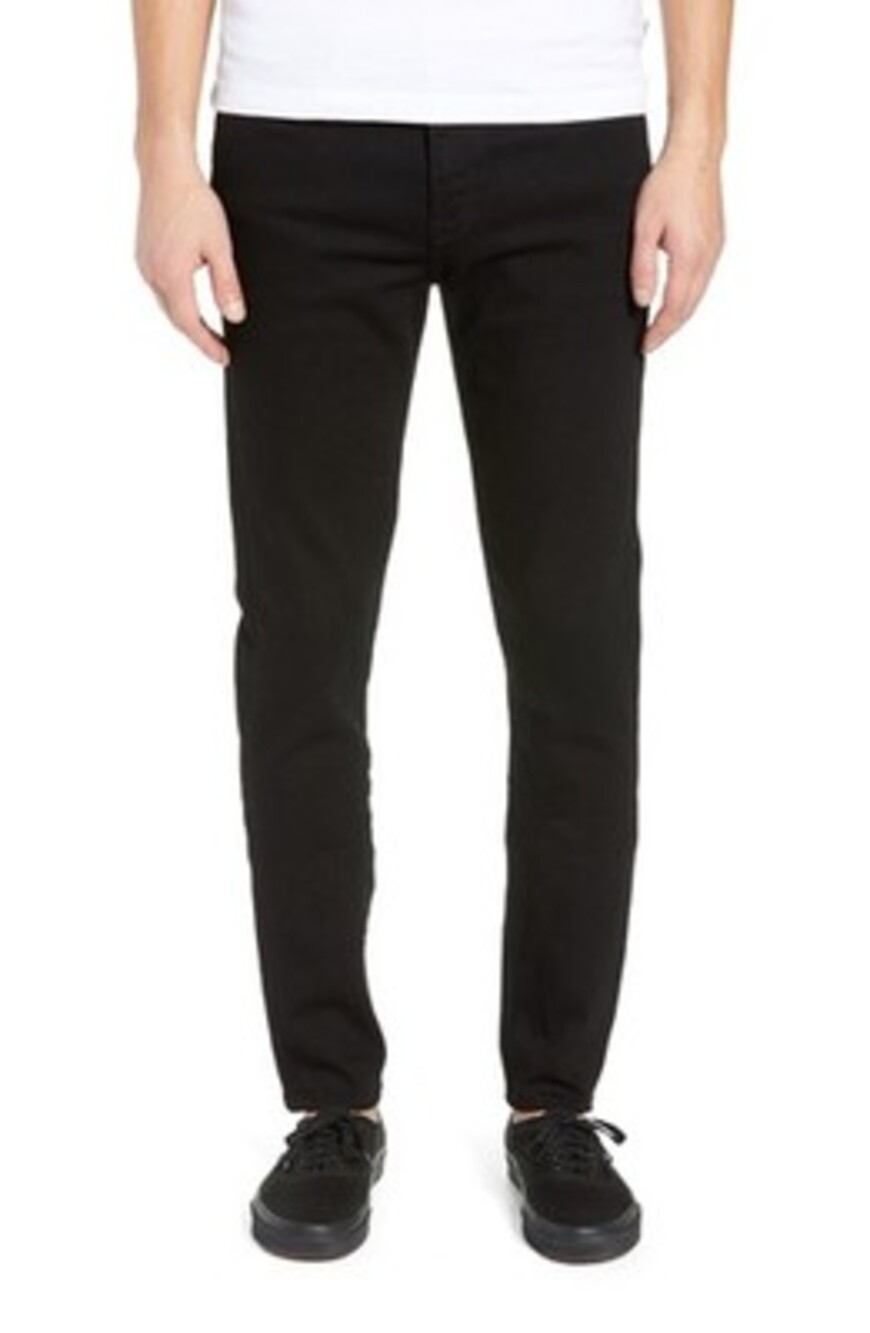 Frame Jagger True Skinny-Fit Jeans Men's 29 Black Solid Denim Button Zip Closure